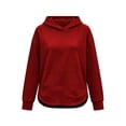 thumbnail image 6 of Long Sleeve Pullover Sweatshirt for Women Solid Drawstring Hoodie Front Kangaroo Pocket Curved High Low Hem Loose Spring Fall Winter Casual Tops, 6 of 6