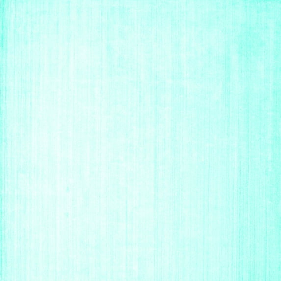 Ahgly Company Machine Washable Indoor Square Solid Turquoise Blue Modern Area Rugs, 7' Square