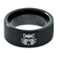 thumbnail image 2 of Tungsten North American Racoon Coon Band Ring 9mm Men Women Comfort Fit Black Flat Cut Brushed Polished, 2 of 4