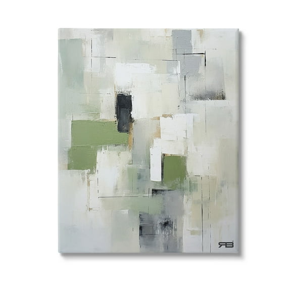 Stupell Industries Subtle Grey Shapes Abstract Painting Gallery Wrapped Canvas Art Print Wall Art, 16 x 20