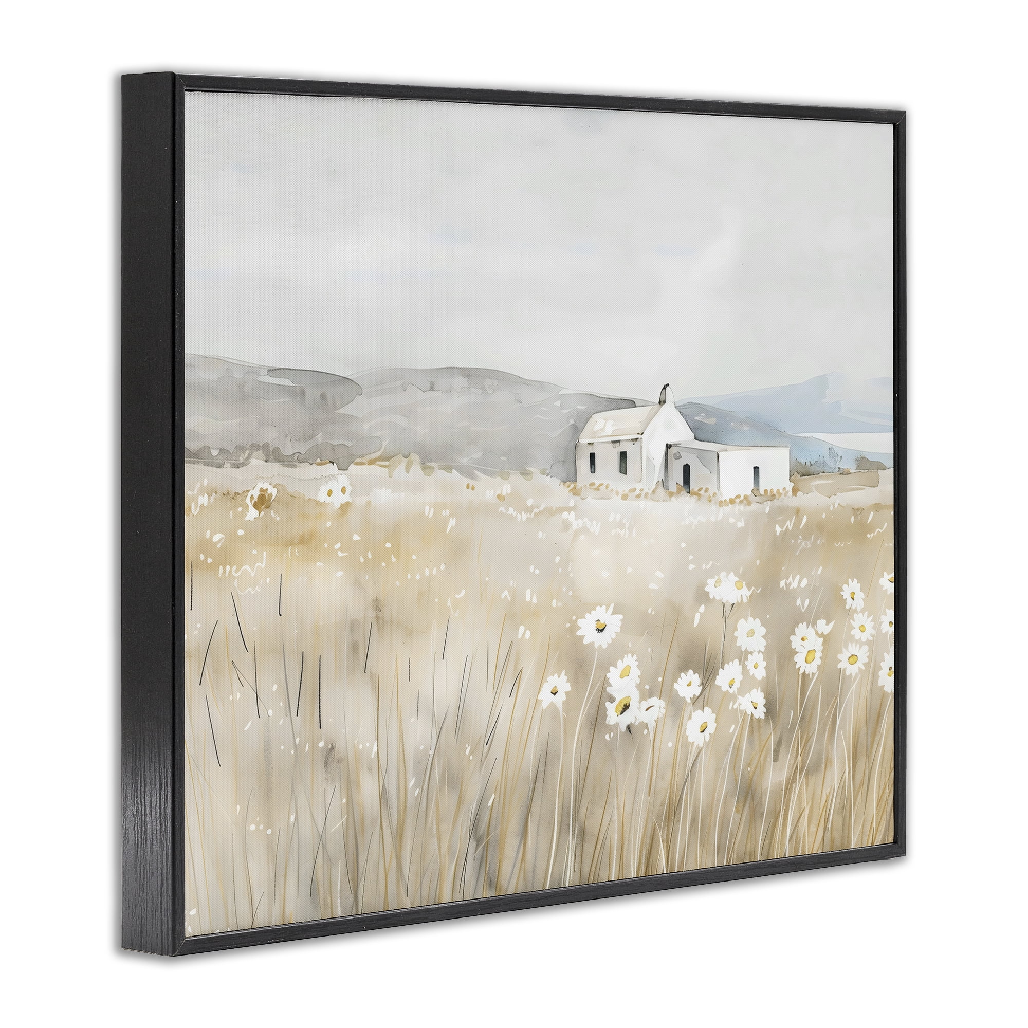 Stupell Industries Rustic Landscape Daisy Meadow Black Framed Giclee Art, design by Creative Studio