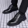 thumbnail image 2 of Rokment Mens Classic Modern Oxfords Dress Shoes Vintage Leather Leather Pointed Toe Low Heel Wingtip Tuxedo Formal Business Dressy Suit Sneakers Black Size 7, 2 of 4