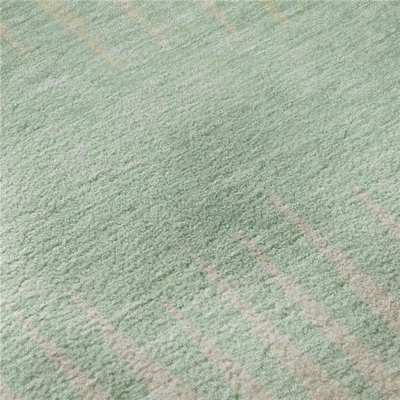 HomeRoots 670361 8 x 10 ft. Artichoke Green Beige & Brown Striped Washable Machine Made Rectangle Area Rug with UV Protection
