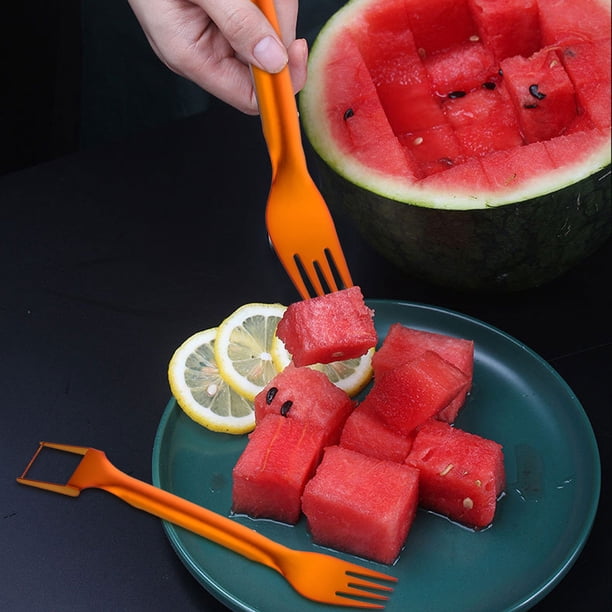 Stainless Steel Fruit Fork For Watermelon Cutting Multi Functional Dicing And Splitting Tool Household Watermelon Eating Spoon Tool