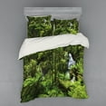 thumbnail image 2 of Rainforest Duvet Cover Set, Forest Waterfall River Tourist Attraction Tropical Lands Theme Exotic Print, Bedding Set with Shams and Fitted Sheet, 3 Sizes, by Ambesonne, 2 of 3