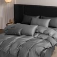 thumbnail image 3 of MooMee Duvet Cover Set Queen 600-TC 100% Extra Long-Staple Cotton Sateen Silky Smooth Luxury (Dark Grey), 3 of 6