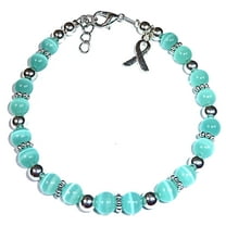 Ovarian Cancer Cancer Awareness Bracelet by Hidden Hollow Beads - 7 3/4 in. - Fits Most Adults - Lobster Clasp (Teal)