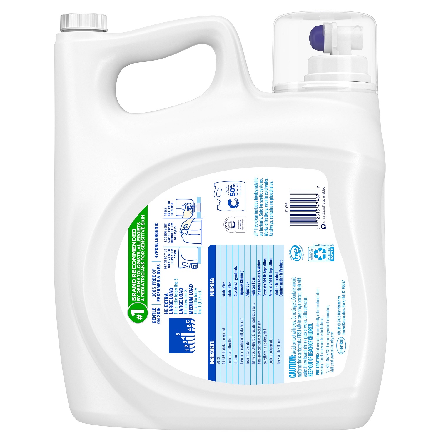 All Liquid Laundry Detergent, Free Clear Plus, HE Compatible, 200 Fluid Ounce