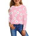 thumbnail image 2 of Inglocry Girls Long Sleeve T Shirts Kids Crewneck Fall Winter Tops Loose Fit Graphic Tees 5-14 Years Pink 13-14Y, 2 of 6