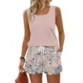 thumbnail image 2 of IYYVV Hawaiian Outfits For Women 2 Piece Sets Tropical Floral Sleeveless Square Neck Tank Tops And Beach Shorts Set Resort Wear Pink 2XL, 2 of 9