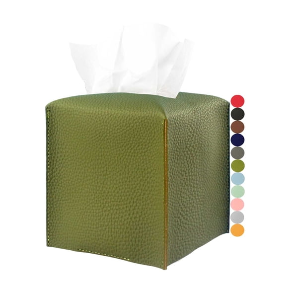 Minzimin Tissue Box Cover Leather Decorative PU Leather Tissue Box Holder for Bathroom Vanity/Night Stands/Office
