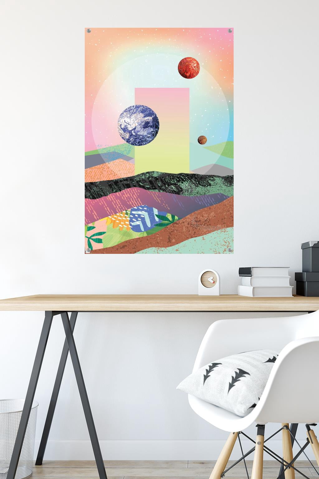 Abstract Space Wall Poster with Pushpins, 22.375" x 34"