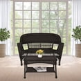 thumbnail image 2 of Jeco Wicker Patio Love Seat and Coffee Table Set in Espresso without Cushion, 2 of 10