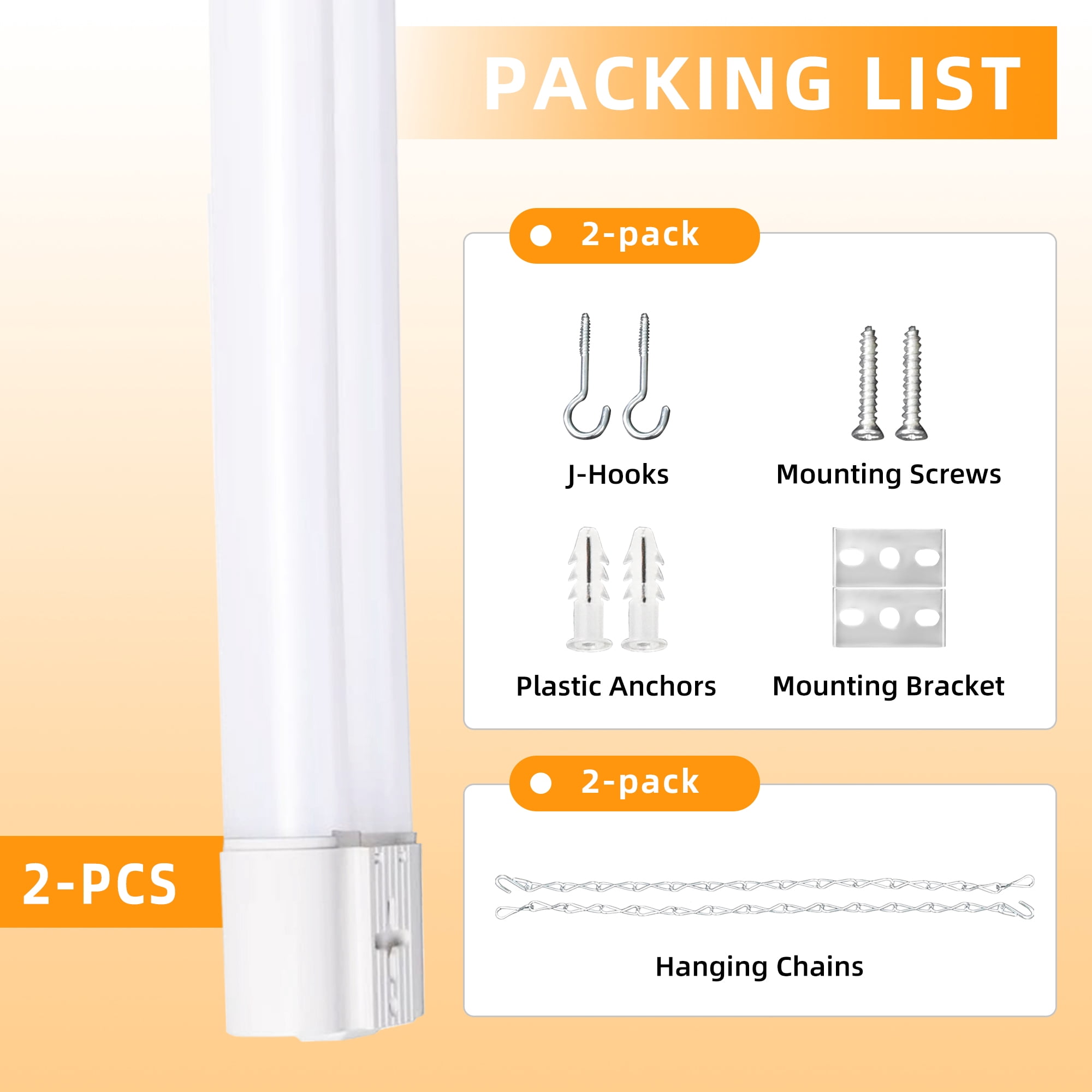 Hlite 2 Pack Linkable 4FT LED Shop Light, 42W 4400LM 5000K Daylight, Ultra Bright Utility Light for Garage, Workshop,ETL Listed (White)