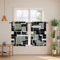 thumbnail image 2 of Sage Green Black Geometric Tier Curtains 54 Inch Length, Modern Abstract Art Block Cafe Short Curtains for Bathroom Over Sink, Small Kitchen Curtain Light Filtering Tiered Drapes 2 Panels 27.5"Wx54"L, 2 of 8