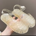 thumbnail image 4 of Luxalzxs Toddler Girls Jelly Sandals Summer Outdoor Closed Toe Soft Rubber Sole Beach Water Shoes Mary Jane Dress Princess Flat, 4 of 5