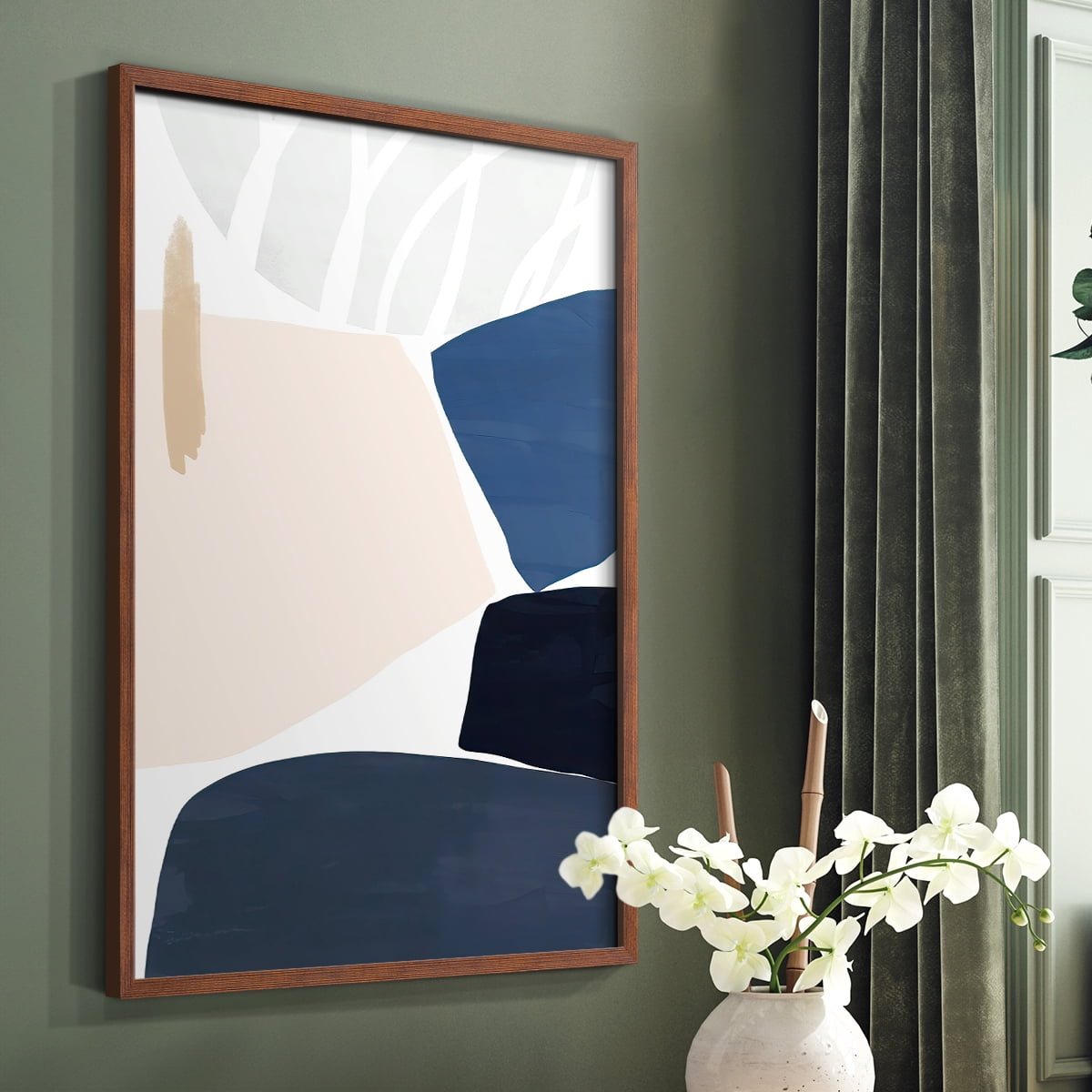 Denim and Sand II Framed Print in Brown Solid Wood Framed Print No Nail Hanging
