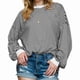 thumbnail image 3 of Camiseta de Larga Extragrande para Mujer, Túnica A Rayas con Bloques de Color, Sudadera Holgada de Otoño con Cuello Redondo y Negro XL, 3 of 8