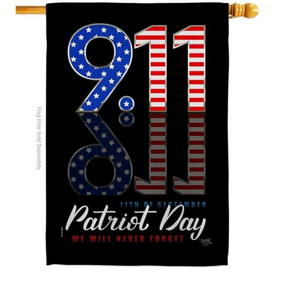Breeze Decor H111102-BO 28 x 40 in. September 11 American Patriot Day Vertical House Flag with Double-Sided Decorative Banner Garden Yard Gift