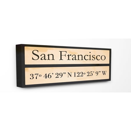 Stupell Industries Wood City Coordinates San Francisco Town & City Painting Gallery Wrapped Canvas Art Print Wall Art, 10 x 24