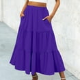thumbnail image 2 of UFOUND Women Summer Boho Elastic Waist Pleated A-Line Flowy Swing Tiered Long Beach Skirt With Pockets Dailywear, 2 of 4
