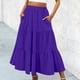 thumbnail image 2 of Falda boho de verano con cintura elástica y pliegues en línea A para mujer: falda de playa fluida con bolsillos, poliéster ligero para primavera/verano/otoño., 2 of 4