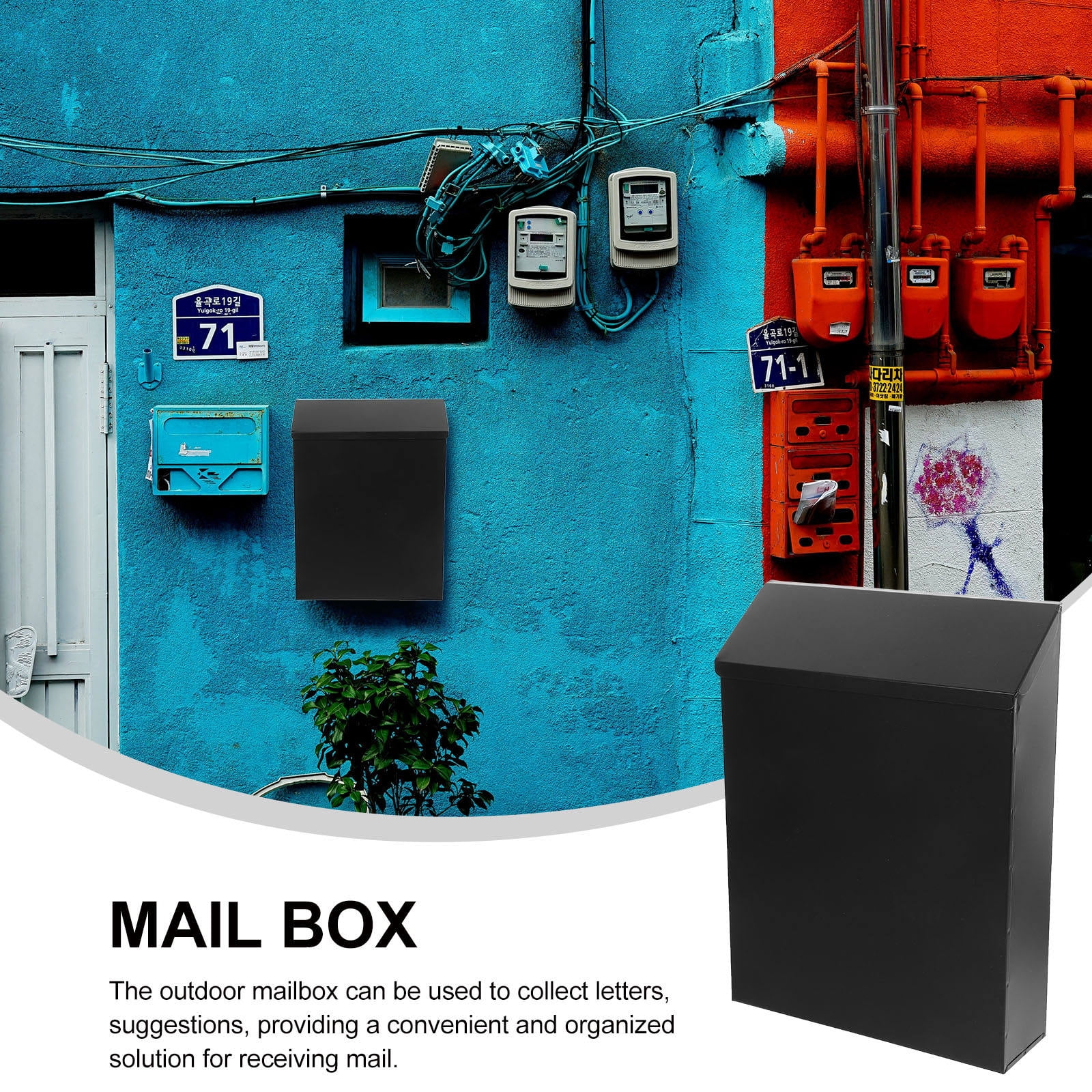 FRCOLOR 1Set Locking Mailbox Rectangular Black for Outdoor Mailboxes Collection
