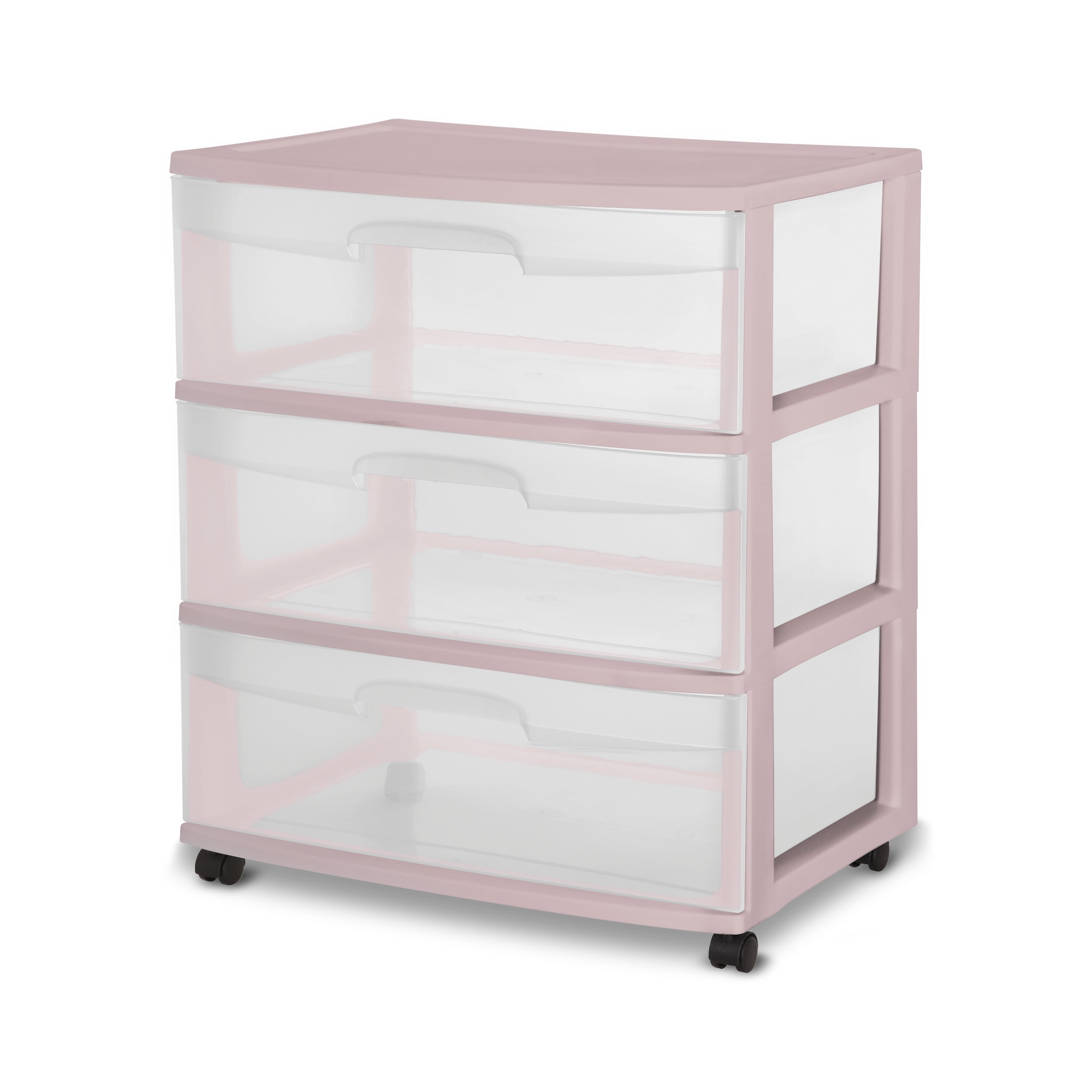 Sterilite Wide 3 Drawer Cart - Pink