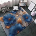Elegant Blue Gold Blooms Area Rugs for Living Room Bedroom , 3x5 Soft