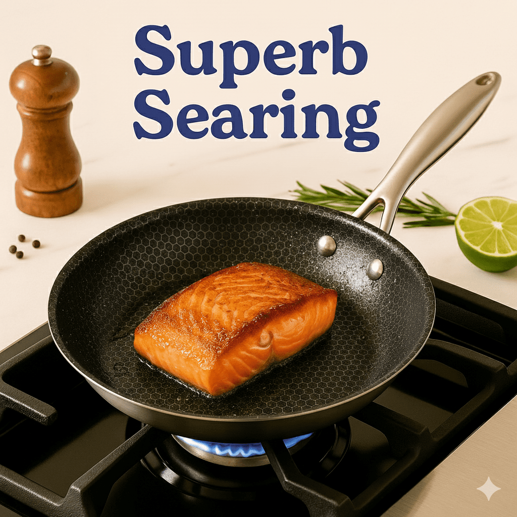 Non-Toxic Frying Pan, Non Stick 9.5" Fully Clad for Fast & Even Heat, PFOA-Free, Premium 304 SS Handle, Induction Compatible, Oven Safe