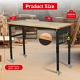 thumbnail image 1 of EDTara Établi Réglable de 48 Pouces, Table de Travail en Bois de Caoutchouc Robuste Capacité de 2000 Lb avec Roues et Panneau Perforé, Hauteur Réglable de 29 Pouces-40 Pouces pour Garage, Atelier, Bureau, Maison, Usage Commercial, 1 of 8