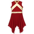 thumbnail image 5 of Girls Liturgical Praise Dance Dress Metallic Contrast Color Sleeveless Asymmetrical Hem Performance Costumes, 5 of 7