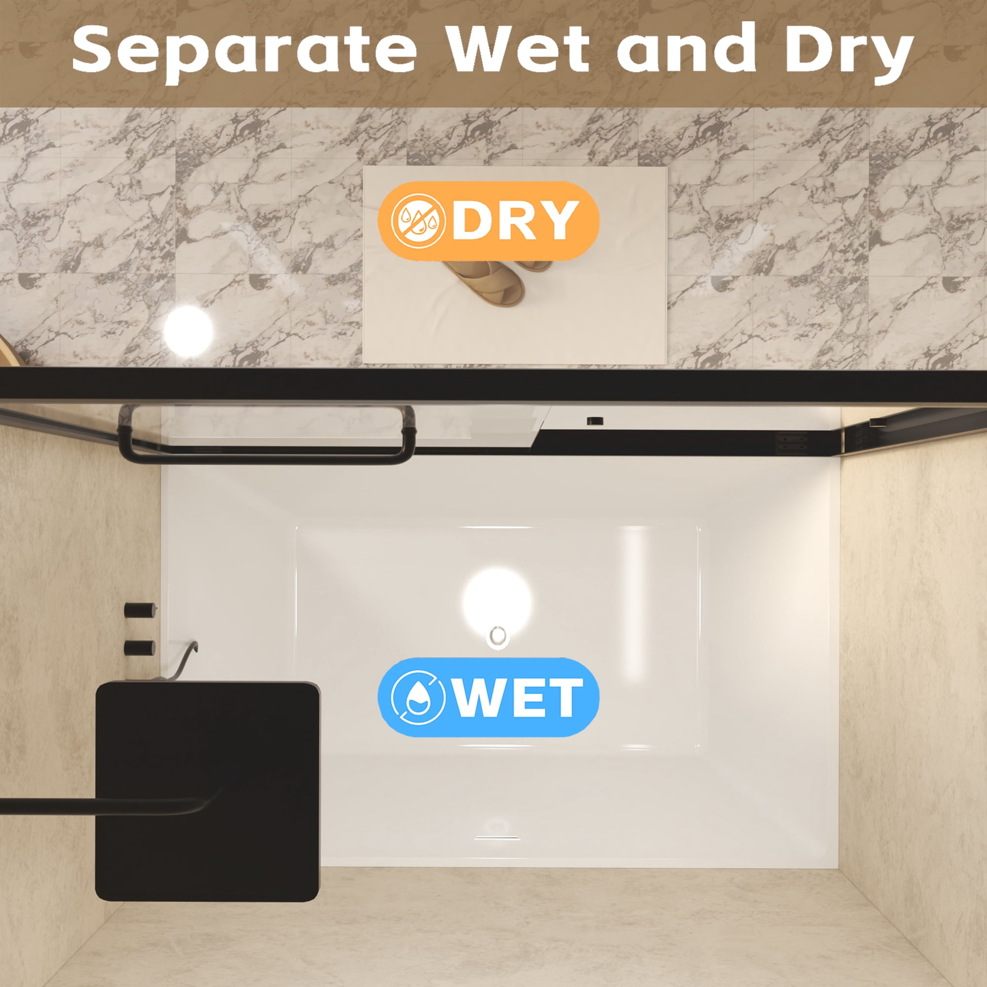 Aukfa 56-60" W x 70" H Double Sliding Shower Door, Aluminum Frame Explosion Proof Film,1/4", Matte Black