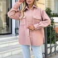 thumbnail image 4 of Womens Shackets Jacket Button Down Solid Shirts Long Sleeve Lapel Tops, 4 of 6