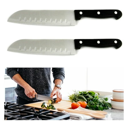 2 X Santoku Knife Japanese Kitchen Cooking Chef Sushi Fish Meat Fruit (Best Knife For Cutting Meat And Vegetables)