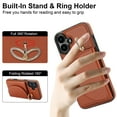 thumbnail image 4 of for iPhone 16 Plus Wallet Case with Card Holder Women Men, Flip PU Leather Kickstand Shockproof Protective Phone Cover Magnetic Clasp 360 Rotation Ring Stand for iPhone 16 Plus, Brown, 4 of 7