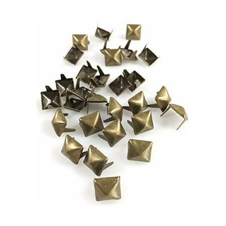 

Dangerous Threads Nailheads Spots Studs 2 Prong 3/8 Square Pyramid Studs - Various Colors - 100 Pcs (Antique Brass)