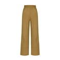 thumbnail image 5 of ClodeEU Women's Linen Blend Pant ,Mid Waist Elastic Waist Wide Leg Pant,Loose Fit Casual Trousers Coffee,Womens Plus S, 5 of 7
