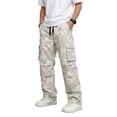thumbnail image 5 of GINGTTO Men's Cargo Camo Pants, Baggy Flex Wide Leg Fashion Y2K Streetwear Drawstring Stretch, 5 of 8