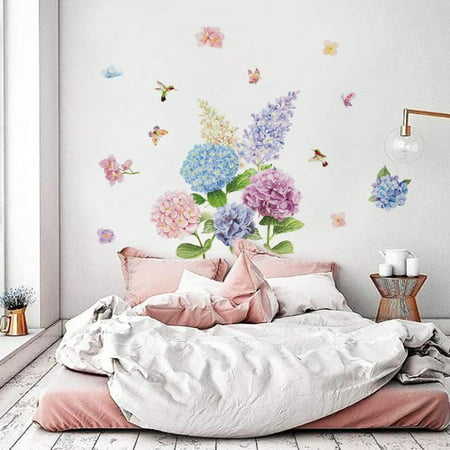 Romantic Hydrangea Flower Wall Decals Bedroom Art Stickers Living Room Home Decor Canada - Wall Art Decals For Bedroom