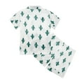 thumbnail image 3 of NIEWTR Girls Pajama Set Short Sleeve Button Down Silky Satin Girls PJS Kids Sleepwear Summer Nightwear Set(Green,11-12 Years), 3 of 7