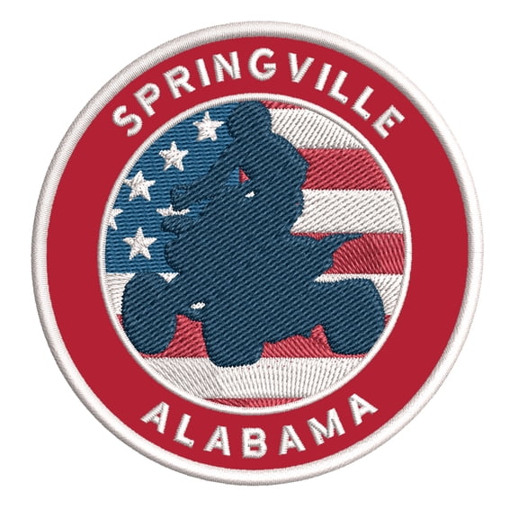 Springville, Alabama ATV / OHV American Flag 3.5 Inch Iron Or Sew On Embroidered Fabric Badge Patch Extreme Sports Iconic Series