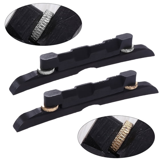 RENACLIPY Mandolin Bridge with Flat Top Nickel Plated Thumbwheels, 1 Set Replacement Part for Music Practice and Performance