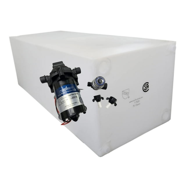 Class A Customs Réservoir d'Eau Fraîche de 75 Gallons avec Pompe à Eau 12 Volts T-7500-Pompe