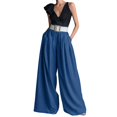 thumbnail image 3 of Women's High Waist Wide Leg Pants Elegant Pleated Work Business Casual Suit Trousers by Yigetop Blue S, 3 of 7
