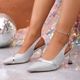 thumbnail image 4 of Women's Slingback Pumps with Stiletto Heel & Pointed Toe, Glitter Kitten Heels for Evening Parties, Cocktail Dinners, and Nightclub Nights, 4 of 9