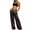 Brown, variant on Women's Satin Wide Leg Pants, Low Rise Loose Fit Trousers, Casual Lounge Pants, Elastic Waist Silk Pants, Slinky Evening Pants, Going Out Bottoms Black L