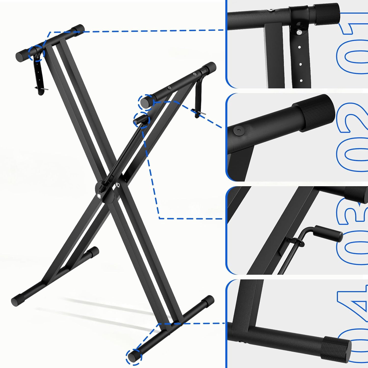 Double-X Keyboard Stand, Portable Digital Piano Stand,Adjustable keyboard Music Stand for 54-88 key Electric Pianos