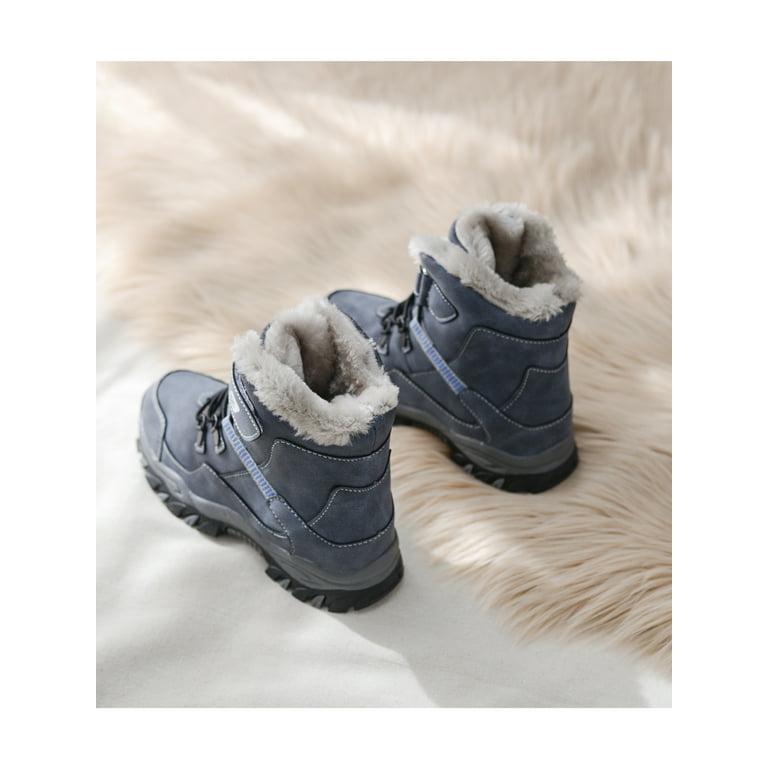 Boys Winter Snow Boots Fur Lined Snow Shoes Waterproof Outdoor