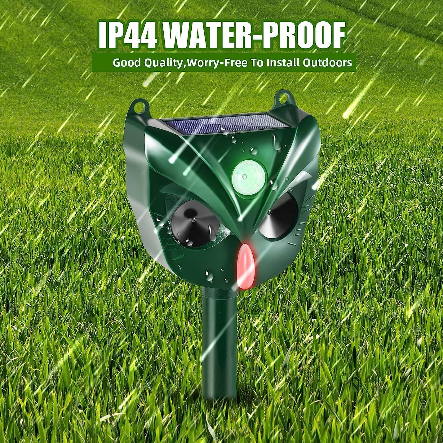 KingFurt  2-Pack Solar Ultrasonic Animal Repeller with Motion Detector and Flashing Lights, Waterproof